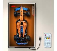 WETCEAOM Display Wallboard for Lego 42141 Technic McLaren Formula 1 2022 Replica Race Car with LED Light, Compatible with Lego F1 Car Wall Mount Display Frame(No Model!)