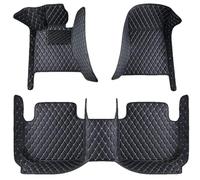 WETCL Custom Car Floor Mats for Mercedes-Benz EQB 5Seats 2021 2022 2023, Full Coverage Right-Drive All-Weather Waterproof Non-Slip Leather Carpet Cover,Black-beige