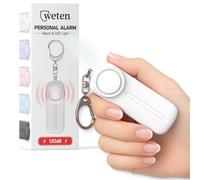 Weten Personal Safety Alarm Keychain - 130dB Siren, LED Light, Panic Pin - Compact Self-Defense Device and Emergency Whistle Alternative for Women, College, Travel, and Night Walk Protection (White)