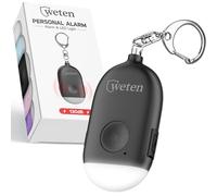 USB Rechargeable Self Defense Personal Alarm Keychain - 130 dB Security Emergency Siren with LED Light - SOS Safety Alert Device Key Chain for Women, Kids, and Elderly by WETEN (Black)