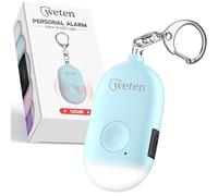 Weten Rechargeable Personal Alarm Keychain - 130dB Siren & LED Light - Stylish Personal Safety Alert for Women to Carry - Panic Button Alarm for Security - Whistle for Self Defense (Blue)