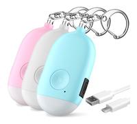 WETEN Rechargeable Personal Keychain Alarm - 3 Pack 130 dB Loud Self Defense Emergency Siren Song with LED Flashlight - SOS Safety Protection Alert Device Key Chain for Women by (Pink&Blue&White)