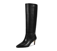 wetkiss Knee High Boots for Women, with Kitten Heel and Pointed Toe Design, Classic and Sexy, A-matte Black（random）, 3 UK