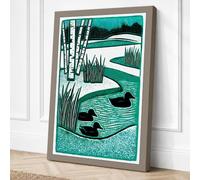 Wetland in Turquoise Canvas Wall Art Print 18x12 Inch | Ready to Hang, Gallery Wrapped, Fade-Resistant Inks, Securely Packaged, UK Made