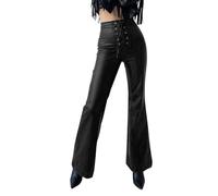 Wetlook Leather Trousers Faux Leather Look Bootcut Flared Trousers in Leather Look Bootcut High Waist Flared Trousers Jeans Women's Trousers PU Leather Flared Trousers Retro Disco 70s 80s Trousers,