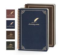 WETLOTE Fabric Spiral Notebook 2 Pack Multiple Sizes Color Styles Lined 80 Pages 80g Paper Notebooks for Writing Note-Taking (Blue Quill and Brown Coffee)