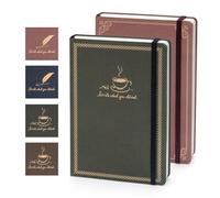 WETLOTE Hardcover Journal Notebooks 2 Pack Notebook Ruled Lined Writing Journal 5.59"x8.27" 104 Pages/80g for Writing Work Travel School Business Journaling Notebooks (Red Quill and Black Coffee)