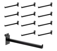 WETOECOTEC 12 Inch Square Tubing Slatwall Shelf Bracket , Heavy Duty Slat Wall Floating Shelf Bracket with Lip, Slatwall Accessories for Retail Display,Garage (12Pcs, Black)