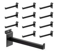 WETOECOTEC 8 Inch Square Tubing Slatwall Shelf Bracket , Heavy Duty Slat Wall Floating Shelf Bracket with Lip, Slatwall Accessories for Retail Display,Garage (12Pcs, Black)