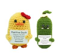 Wetopee 2 Pack Cute Funny Positive Highland Crochet Plush Pocket Hug Positive Crochet Animals Gift for Women Men Small Surprise Gifts for Kids