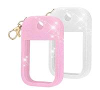 Wetopee 2Pcs 30ml/1oz Empty Hand Sanitizer Spray Bottles with Silicone Keychain Cases, Portable Travel Size Container Set (Pink and White)