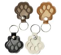Wetopee 4PCS Paw-Shaped Leather Pet Hair Memorial Keychain - Sentimental Pet Fur Collector Keyring, Gift for Dog & Cat Lovers