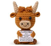 Wetopee Scottish Highland Cow Crochet Plush Toy, Handmade Knitted Emotional Support Doll with Encouragement Card, Thoughtful Gift for Women, Perfect for Birthdays, Christmas & Gifting to Friends