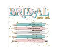 Wetopee Wedding Pens Gift Set for Bride - 5 Pack Bridal Ballpoint Pens with Gold Foil for Bridal Shower Favors, Something Blue Theme & Wedding Sign-in
