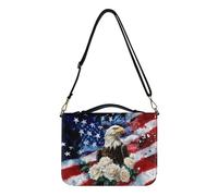 Wetoricau Eagle Rose American Flag Print Bible Case for Women Men Multifunctional Bible Cover Case Lightweight Bibles Organizer Scripture Bag with Adjustable Shoulder Strap, XL