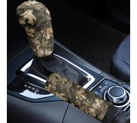 Wetoricau Hunting Camo Pattern 2 Pieces Car Gear Shift Cover Set for Women Men, Non-Slip Auto Gear Shift Knob Protector with Handbrake Cover Automotive Interior Decoration