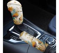 Wetoricau Robin Bird Leaf Print 2 Pcs Car Gear Shift Cover + Handbrake Protectors Decoration Southwest American Tribal Design Universal Car Interior Accessories Set Fit for Vehicles SUVs Trucks
