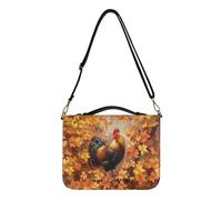 Wetoricau Rooster Chicken Maple Leaf Print Bible Cover Bible Case Waterproof Carrying Organizer Bag Church Bag Bible Protective Handbag for Bible Study/Daily Use, L