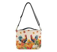 Wetoricau Rooster Chicken Pumpkin Print Bible Cover Multifunctional Bible Case Large Capacity Bible Protective with Handle and Zipper Bibles Holder Case Christian Bibles Accessories, L