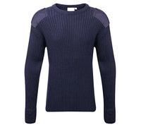 Wetplay Adults Crew Neck Military Army Security Pullover Jumper Commando Sweater Police MOD NATO SAS Knitted with Patches Black Navy Blue Olive Green (XXXL, Navy Blue)