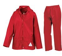 Wetplay PlayPac Kids Childs Boys Girls Waterproof Jacket & Trousers Suit for (9-10 Years, Red)