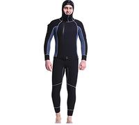 Wetsuit Men's Hood 5mm Neoprene Diving Suit Long Sleeve Winter Warm Wetsuits for Men Snorkeling Scuba Diving Swimming Surfing (Black Blue s)