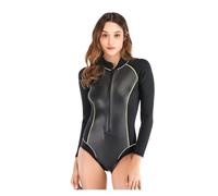 Wetsuit Summer Women 1.5MM Neoprene And Leather Bikini Wetsuit Long Sleeve Diving Suit Sun-proof(Color-2,L)