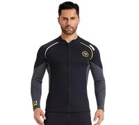 Wetsuit Top Men&Women 1.5mm/3mm Neoprene Wetsuits Jacket,Front Zipper Long Sleeves Diving Suit for Swimming,Snorkeling,Scuba Diving,Surfing (3MM-Black, XL)