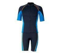 Wetsuits 1.5MM Wetsuits For Mens Womens Front Zip Diving Suits Neoprene Short Sleeve Wet Suit(Man-Blue,L)