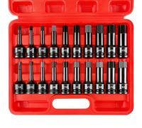 WETT 1/2" Drive Master Impact Hex Bit Set, 20 Piece Hex Driver Socket Set, Allen Bit Socket Set, Cr-Mo Steel, SAE & Metric, (1/4" - 3/4", 6-19mm)
