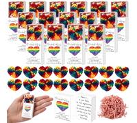 Wettarn 21 Sets Rainbow Gift Lgbtq Accessories Pride Party Favors Bulk 21 Mini Pocket Hug Token Heart with Inspirational Box for Lesbian Gay Bisexual Queer Friend Office Staff Coworker