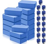 Wettarn 30 Pack Yoga Block and Yoga Strap Set 15 Pcs Non-Slip Yoga Blocks with 15 Pcs Metal D Ring Yoga Strap Stretching Exercise Workout Fitness Yoga Accessory for Gym (Blue)