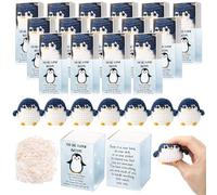 Wettarn 30 Sets Pocket Hug Token Bulk Little Penguin Handmade Crocheted Blue White Penguin with Box Positive Encourage Gifts for Women Friend Colleagues Teachers Nurses Family