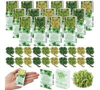 Wettarn 36 Sets St. Patrick's Day Gifts Bulk Handmade Crochet Four Leaf Clover Lucky Clover with Greeting Box Irish Day Ireland Themed Gifts Decor Ornaments for Family Women Friends
