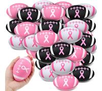 Wettarn 48 Pcs 2.8 Inch Breast Cancer Awareness Pink Ribbon Stress Balls for Breast Awareness Gifts Decorations Supplies Stress Relief Goody Bag Fillers, White Pink and Rose (Football Style)