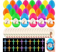Wettarn 48 Set Easter Party Favors prefilled Easter Eggs with Glow Cross Bulk Christian Cards Resurrection prefilled Eggs Religious Party Supplies Egg Hunt