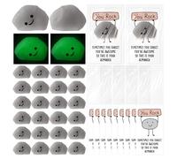 Wettarn 50 Sets Emotional Luminous Stone Stress Ball Gifts Bulk Office Valentines Appreciation Gift Cute Positive Stone Squeeze Inspirational Card Stress Relief Ball for Coworker Staff Student Teacher