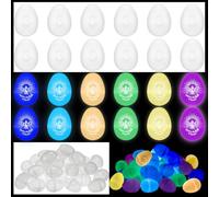 Wettarn 54 Pcs Glow in the Dark Easter Eggs Bulk Plastic Christian Religious Light up Easter Eggs Hunt Basket Stuffers Fillers for Party Favors Gifts Prize