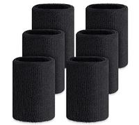 Wettarn 6 Pcs 4 Inch Wrist Sweatbands Tennis Wristbands Gymnastics Wristbands for Grips Sport Cotton Elastic Wrist Sweatbands Thick Wrist Bands for Tennis Football (Black)