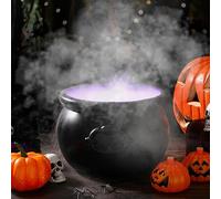 Wettarn Halloween Decorations Indoor Mist Maker Fogger 8" Witch Plastic Cauldron with Handle 12 LED Lights Fog Machine Atomizer Mini Mister Large Smoking Cauldron Pot Punch Bowl for Outdoor Parties