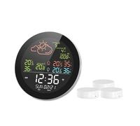 Wetterstation, Outdoor Indoor Weather Station Thermometer Hygrometer Weather Forecast Table Clock with Outdoor Sensor(3 Sensor)