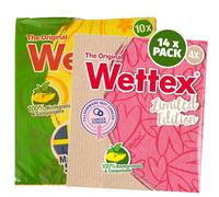 Wettex The Original 14 Pack Swedish Dishcloth for Kitchen - Eco Friendly Sponge Cloth - Reusable Paper Towels - Dish Cloths for Washing Dishes - Pink Ribbon - Assorted Colors