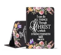 WEUIUJKILO for iPad 10th Generation 10.9 Inch 2022 Case, Slim PU Leather Folding Stand Smart Cover with Auto Sleep/Wake for iPad 10.9" 10th Gen, Floral Quote Bible Verse Phil 4:13
