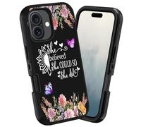 WEUIUJKILO for iPhone 17 Case, She Believed She Could So She Did Inspirational Quote Heavy Duty 3 in 1 Hybrid Shockproof Dust/Drop Proof Full-Body Phone Protective Case for iPhone 17 (6.3" 2025)