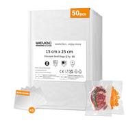 Wevac Core Vacuum Food Sealer Bags 50pcs 15x25cm Embossed Precut Vacuum Sealer Machine Bags, BPA Free and Heavy Duty Textured Seal Bag for Freezing, Microwaving and Sous Vide Cooking