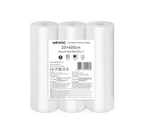 Wevac Lite 3 Rolls for Vacuum Packaging, 20 x 600 cm, Embossed Bags for Plastic Sealer, Meal Prep and Cooking Sous Vide, BPA Free