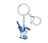 WEVENI Acrylic Blue Magpie Bird Keychain Accessories Flower Bird Lover Gifts for Women Kids Backpack Girls Purse Bag Charms (Blue)