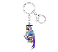 WEVENI Acrylic Book Parrot Keychain Bird Accessories Appreciation Gifts for Women Teachers Doctors Principal Purse Charms (Purple)