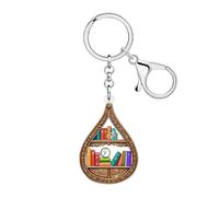 WEVENI Acrylic Bookshelf Keychain Charms,Vintage Book Library Accessories Librarian Gifts for Readers Book Lovers Women Nerd (Brown)