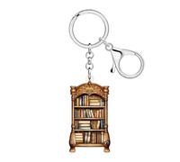WEVENI Acrylic Bookshelf Keychain Charms,Vintage Book Library Accessories Librarian Gifts for Readers Book Lovers Women Nerd (Coffee)